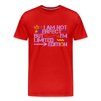 Je ne suis pas parfait mais je suis en édition limitée - T-shirt bio Premium Homme - rouge - Devant - Damien (186cm)