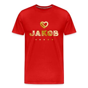 Jakob Herz - T-shirt bio Premium Homme - rouge - Devant - Damien (186cm)