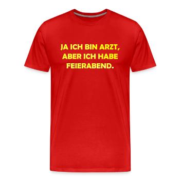 ich bin Arzt im Feierabend - Männer Premium Bio T-Shirt - Rot - Vorne - Damien (186cm)