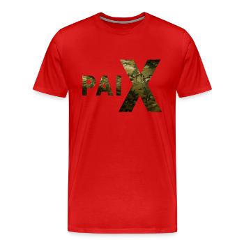 Paix Camouflage Militaire X Grande Lettre - T-shirt bio Premium Homme - rouge - Devant - Damien (186cm)