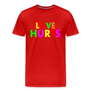 Love hurts - Men's Premium Organic T-Shirt - red - Front - Damien (186cm)