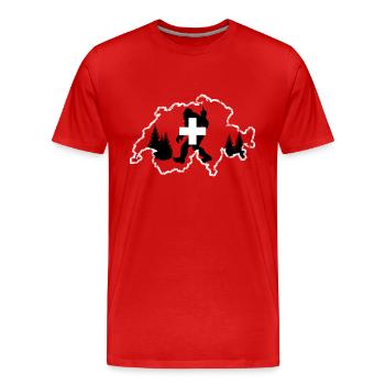 Big Foot in Switzerland | Humour - Men's Premium Organic T-Shirt - red - Front - Damien (186cm)