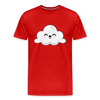 Nuage doux avec visage Vecteur nuage doux - T-shirt bio Premium Homme - rouge - Devant - Damien (186cm)