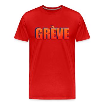 Grève - T-shirt bio Premium Homme - rouge - Devant - Damien (186cm)