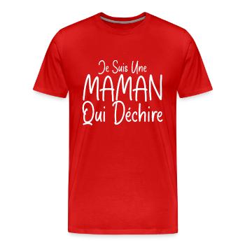 Je Suis Une Maman Qui Déchire | cadeau pour maman - T-shirt bio Premium Homme - rouge - Devant - Damien (186cm)
