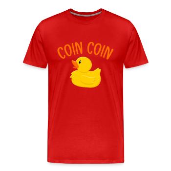 Canard Humour Vilain Petit Canard Coin Coin - T-shirt bio Premium Homme - rouge - Devant - Damien (186cm)