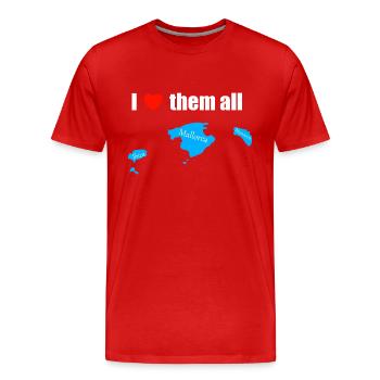 Je les aime tous - Îles Baléares - T-shirt bio Premium Homme - rouge - Devant - Damien (186cm)
