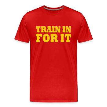 Train in for it - Men's Premium Organic T-Shirt - red - Front - Damien (186cm)