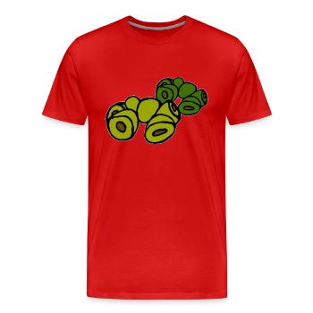 verschiedene Oliven - Männer Premium Bio T-Shirt - Rot - Vorne - Damien (186cm)