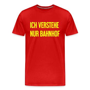 Je ne comprends que la gare - T-shirt bio Premium Homme - rouge - Devant - Damien (186cm)