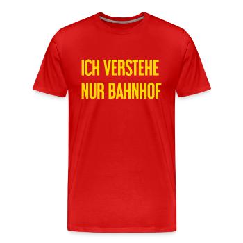 Je ne comprends que la gare - T-shirt bio Premium Homme - rouge - Devant - Damien (186cm)