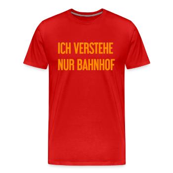 Je ne comprends que la gare - T-shirt bio Premium Homme - rouge - Devant - Damien (186cm)