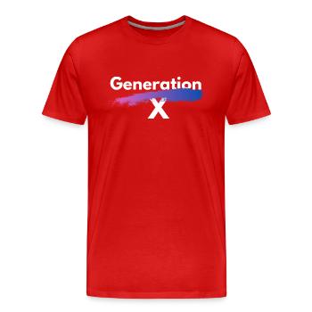 Generation X - Männer Premium Bio T-Shirt - Rot - Vorne - Damien (186cm)