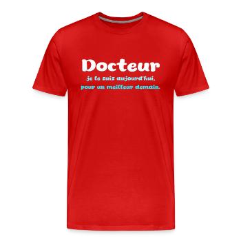Doctor, doctor, nurse, health and white coat - Men's Premium Organic T-Shirt - red - Front - Damien (186cm)