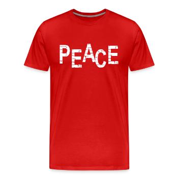 Peace - Paix - Frieden - Pace - Paz - Men's Premium Organic T-Shirt - red - Front - Damien (186cm)