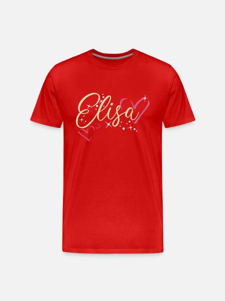 Elisa Cognome Nome Calligrafia Cuore - Maglietta ecologica premium da uomo - rosso