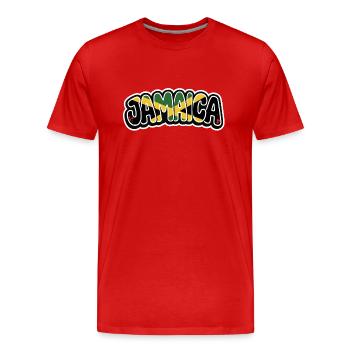 JAMAÏQUE Graffiti - T-shirt bio Premium Homme - rouge - Devant - Damien (186cm)
