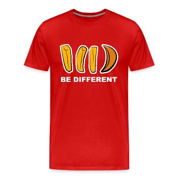 Anders, Different, Aussenseiter, Pommes, Geschenk, - Männer Premium Bio T-Shirt - Rot - Vorne - Damien (186cm)