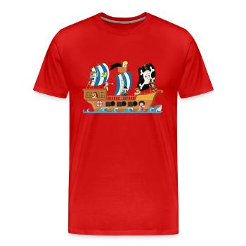Piratenschiff - Männer Premium Bio T-Shirt - Rot - Vorne - Damien (186cm)
