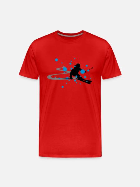 Winter - Skifahrer - Männer Premium Bio T-Shirt - Rot