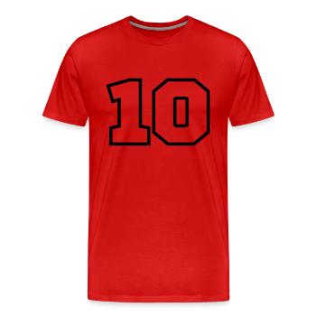 10 - Männer Premium Bio T-Shirt - Rot - Vorne - Damien (186cm)