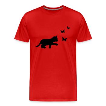 Chat Papillon - T-shirt bio Premium Homme - rouge - Devant - Damien (186cm)