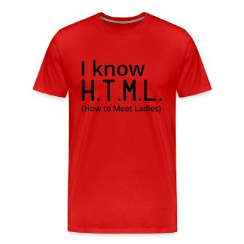 I Know HTML How To Meet Ladies Programmer Computer - Männer Premium Bio T-Shirt - Rot - Vorne - Damien (186cm)