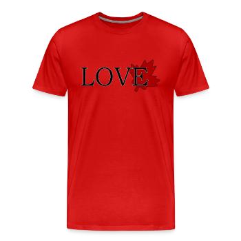 Amour Feuille d'érable du canada - T-shirt bio Premium Homme - rouge - Devant - Damien (186cm)
