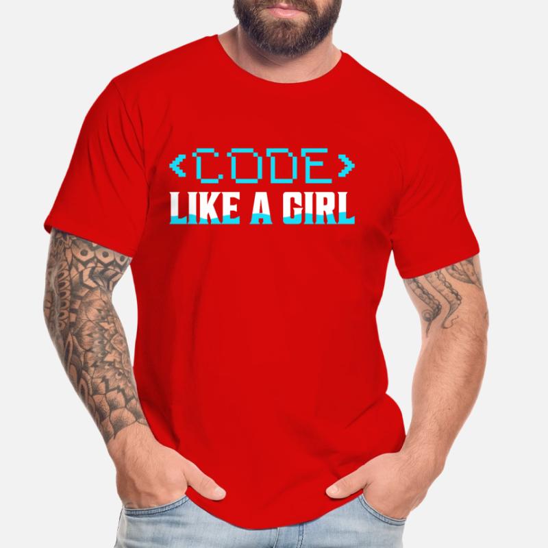 Code Like A Girl Coding Programmer Männer Premium Bio T-Shirt