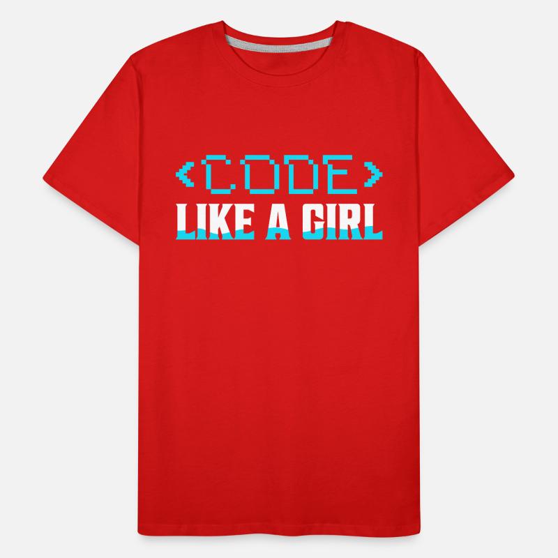 Programmeur de codage Code Like A Girl T-shirt bio Premium Homme