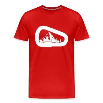 Mountain Mountain Trees Carabiner Climbing Hicking - Men's Premium Organic T-Shirt - red - Front - Damien (186cm)