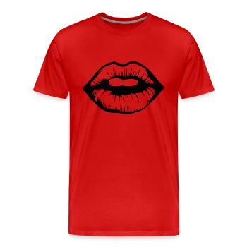 Lèvres, bouche, baisers lèvres - T-shirt bio Premium Homme - rouge - Devant - Damien (186cm)