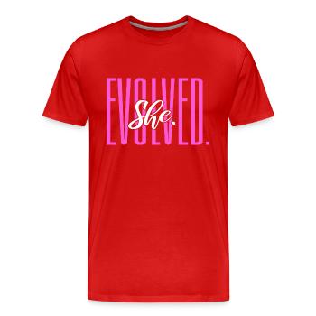She Evolved Feminist - Männer Premium Bio T-Shirt - Rot - Vorne - Damien (186cm)