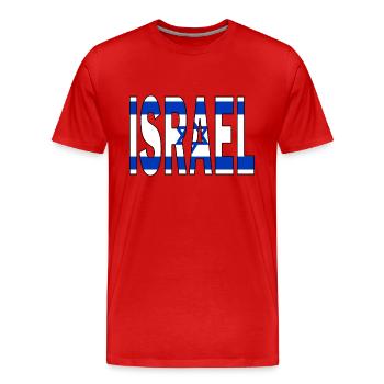 Israel in Nationalfarben - Männer Premium Bio T-Shirt - Rot - Vorne - Damien (186cm)