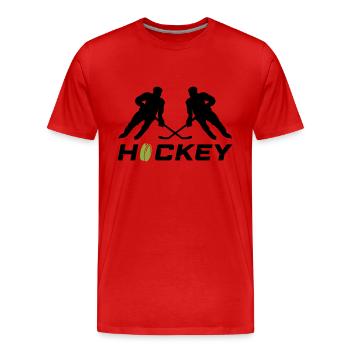 hockey - T-shirt bio Premium Homme - rouge - Devant - Damien (186cm)
