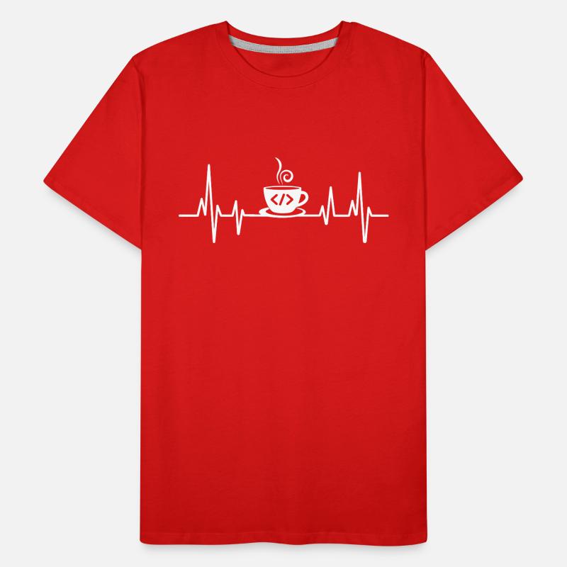 Coffee Coding Heartbeat Coder Developer Nerd Coffe Men's Premium Organic T-Shirt