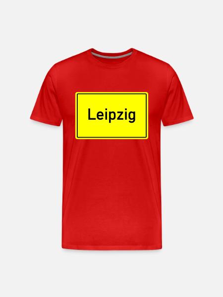 Town sign Leipzig - Men's Premium Organic T-Shirt - red