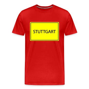 ortsschild stuttgart - Männer Premium Bio T-Shirt - Rot - Vorne - Damien (186cm)