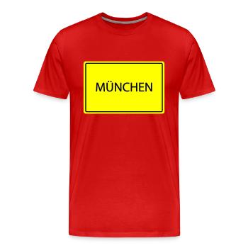 ortsschild münchen - Männer Premium Bio T-Shirt - Rot - Vorne - Damien (186cm)