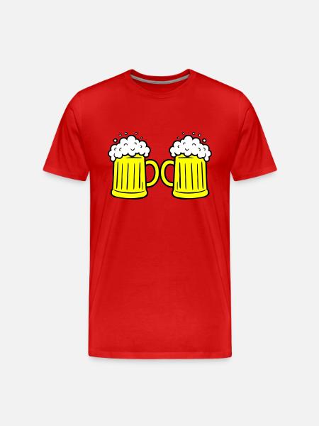 Bierglas Anstoßen - Männer Premium Bio T-Shirt - Rot