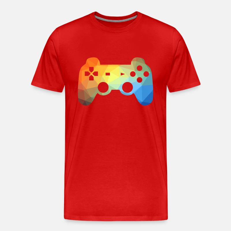 Bunter Gaming Controller - Männer Premium Bio T-Shirt - Rot