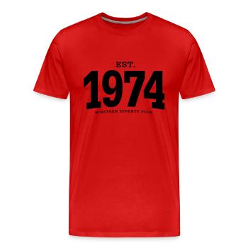 EST. 1974 Nineteen Seventy Four - Men's Premium Organic T-Shirt - red - Front - Damien (186cm)