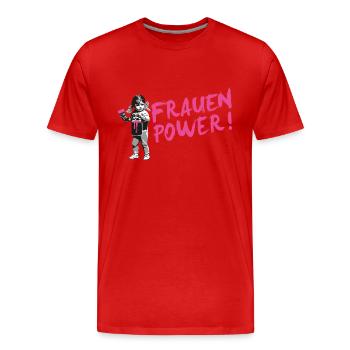 FRAUENPOWER Statement Shirt zum Weltfrauentag - Männer Premium Bio T-Shirt - Rot - Vorne - Damien (186cm)