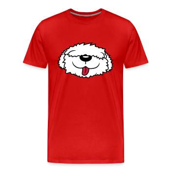 Visage de chien Bobtail - T-shirt bio Premium Homme - rouge - Devant - Damien (186cm)