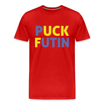 Puck Futin Ich unterstütze die Ukraine - Männer Premium Bio T-Shirt - Rot - Vorne - Damien (186cm)
