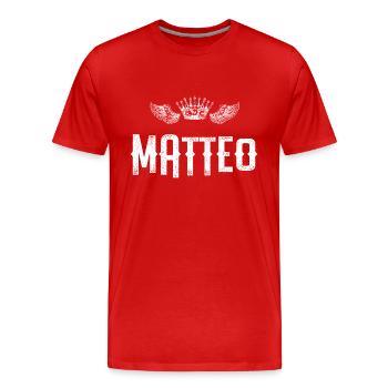 Matteo - Men's Premium Organic T-Shirt - red - Front - Damien (186cm)