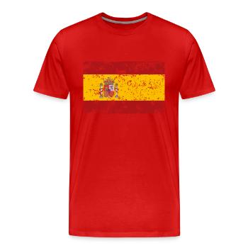 Drapeau de l’Espagne, effet usé - T-shirt bio Premium Homme - rouge - Devant - Damien (186cm)