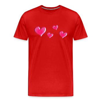 vier Herzen pink glitzer glänzend - Männer Premium Bio T-Shirt - Rot - Vorne - Damien (186cm)