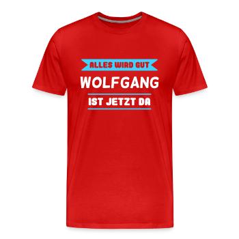 Wolfgang Name Design für stolze Wolfgangs - Männer Premium Bio T-Shirt - Rot - Vorne - Damien (186cm)