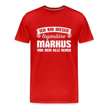 Markus Vorname Geschenk - Männer Premium Bio T-Shirt - Rot - Vorne - Damien (186cm)